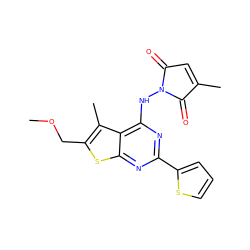 COCc1sc2nc(-c3cccs3)nc(NN3C(=O)C=C(C)C3=O)c2c1C ZINC000138847941