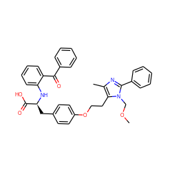 COCn1c(-c2ccccc2)nc(C)c1CCOc1ccc(C[C@H](Nc2ccccc2C(=O)c2ccccc2)C(=O)O)cc1 ZINC000012358075