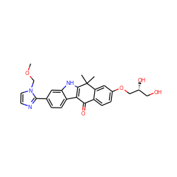 COCn1ccnc1-c1ccc2c3c([nH]c2c1)C(C)(C)c1cc(OC[C@H](O)CO)ccc1C3=O ZINC000114803431