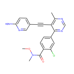 CON(C)C(=O)c1ccc(-c2ncnc(C)c2C#Cc2ccc(N)nc2)cc1Cl ZINC000148569080