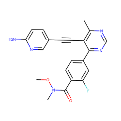 CON(C)C(=O)c1ccc(-c2ncnc(C)c2C#Cc2ccc(N)nc2)cc1F ZINC000148957307