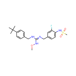 CON/C(=N\Cc1ccc(NS(C)(=O)=O)c(F)c1)NCc1ccc(C(C)(C)C)cc1 ZINC000013672942