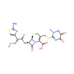 CON=C(C(=O)N[C@@H]1C(=O)N2C(C(=O)O)=C(CSc3nc(=O)c(=O)[nH]n3C)CS[C@H]12)c1csc(N)n1 ZINC000004097463