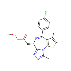 CONC(=O)C[C@@H]1N=C(c2ccc(Cl)cc2)c2c(sc(C)c2C)-n2c(C)nnc21 ZINC000140545762