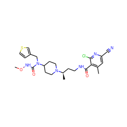 CONC(=O)N(Cc1ccsc1)C1CCN([C@H](C)CCNC(=O)c2c(C)cc(C#N)nc2Cl)CC1 ZINC000034775315