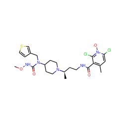 CONC(=O)N(Cc1ccsc1)C1CCN([C@H](C)CCNC(=O)c2c(C)cc(Cl)[n+]([O-])c2Cl)CC1 ZINC000095552808