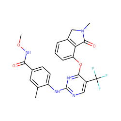 CONC(=O)c1ccc(Nc2ncc(C(F)(F)F)c(Oc3cccc4c3C(=O)N(C)C4)n2)c(C)c1 ZINC000146072003