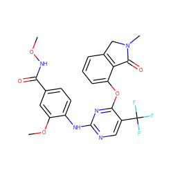 CONC(=O)c1ccc(Nc2ncc(C(F)(F)F)c(Oc3cccc4c3C(=O)N(C)C4)n2)c(OC)c1 ZINC000146066924