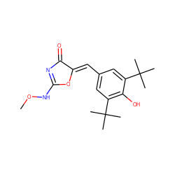 CONC1=NC(=O)/C(=C/c2cc(C(C)(C)C)c(O)c(C(C)(C)C)c2)O1 ZINC000013796271