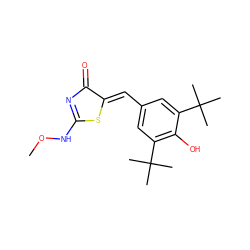 CONC1=NC(=O)/C(=C/c2cc(C(C)(C)C)c(O)c(C(C)(C)C)c2)S1 ZINC000000602044