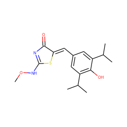 CONC1=NC(=O)/C(=C/c2cc(C(C)C)c(O)c(C(C)C)c2)S1 ZINC000013796263