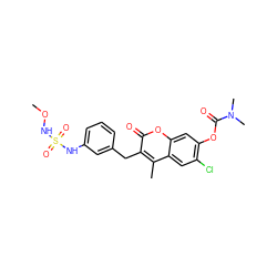 CONS(=O)(=O)Nc1cccc(Cc2c(C)c3cc(Cl)c(OC(=O)N(C)C)cc3oc2=O)c1 ZINC000103283484