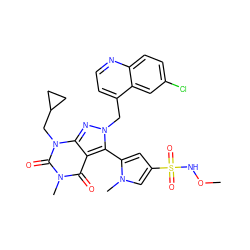 CONS(=O)(=O)c1cc(-c2c3c(=O)n(C)c(=O)n(CC4CC4)c3nn2Cc2ccnc3ccc(Cl)cc23)n(C)c1 ZINC000053281631