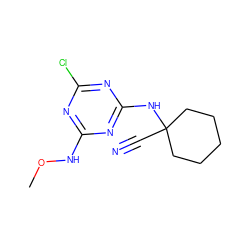 CONc1nc(Cl)nc(NC2(C#N)CCCCC2)n1 ZINC000096923747