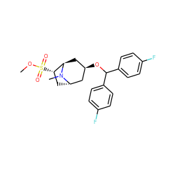 COS(=O)(=O)[C@H]1C[C@H]2C[C@H](OC(c3ccc(F)cc3)c3ccc(F)cc3)C[C@H]1N2C ZINC000101089546