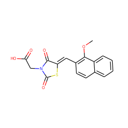 COc1c(/C=C2\SC(=O)N(CC(=O)O)C2=O)ccc2ccccc12 ZINC000013782023