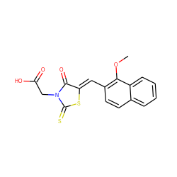 COc1c(/C=C2\SC(=S)N(CC(=O)O)C2=O)ccc2ccccc12 ZINC000013782017