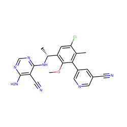 COc1c([C@@H](C)Nc2ncnc(N)c2C#N)cc(Cl)c(C)c1-c1cncc(C#N)c1 ZINC000146914560