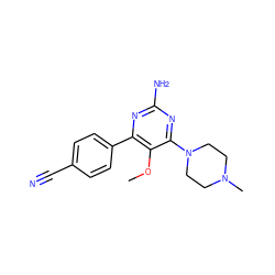 COc1c(-c2ccc(C#N)cc2)nc(N)nc1N1CCN(C)CC1 ZINC000040431173