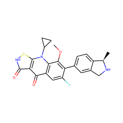 COc1c(-c2ccc3c(c2)CN[C@@H]3C)c(F)cc2c(=O)c3c(=O)[nH]sc3n(C3CC3)c12 ZINC000035090253