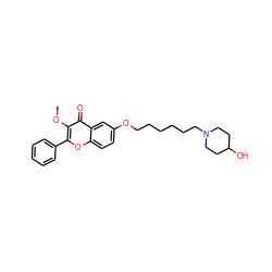 COc1c(-c2ccccc2)oc2ccc(OCCCCCCN3CCC(O)CC3)cc2c1=O ZINC000013454497