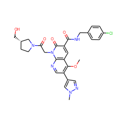 COc1c(-c2cnn(C)c2)cnc2c1cc(C(=O)NCc1ccc(Cl)cc1)c(=O)n2CC(=O)N1CC[C@H](CO)C1 ZINC000221763694