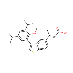 COc1c(-c2csc3ccc(/C(C)=C/C(=O)O)cc23)cc(C(C)C)cc1C(C)C ZINC000026661695