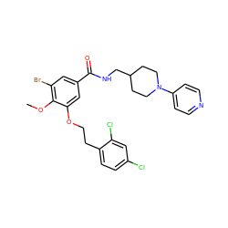 COc1c(Br)cc(C(=O)NCC2CCN(c3ccncc3)CC2)cc1OCCc1ccc(Cl)cc1Cl ZINC000014953536