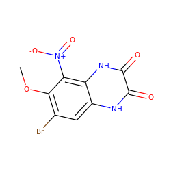 COc1c(Br)cc2[nH]c(=O)c(=O)[nH]c2c1[N+](=O)[O-] ZINC000013761196