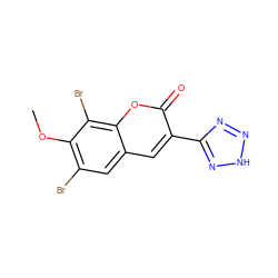 COc1c(Br)cc2cc(-c3nn[nH]n3)c(=O)oc2c1Br ZINC000725326979