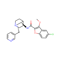 COc1c(C(=O)N[C@@H]2C3CCN(CC3)[C@H]2Cc2cccnc2)oc2ccc(Cl)cc12 ZINC000095577629