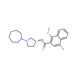 COc1c(C(=O)N[C@@H]2CCN(C3CCCCCC3)C2)cc(Br)c2ccccc12 ZINC000013862869