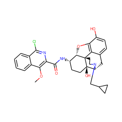COc1c(C(=O)N[C@H]2CC[C@@]3(O)[C@H]4Cc5ccc(O)c6c5[C@@]3(CCN4CC3CC3)[C@H]2O6)nc(Cl)c2ccccc12 ZINC000096913981