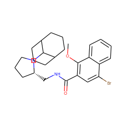 COc1c(C(=O)NC[C@@H]2CCCN2C2C3CCCC2CCC3)cc(Br)c2ccccc12 ZINC000013862877