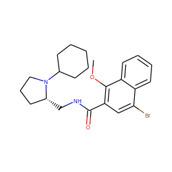 COc1c(C(=O)NC[C@@H]2CCCN2C2CCCCC2)cc(Br)c2ccccc12 ZINC000013862875