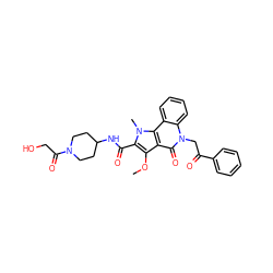 COc1c(C(=O)NC2CCN(C(=O)CO)CC2)n(C)c2c1c(=O)n(CC(=O)c1ccccc1)c1ccccc21 ZINC000043207690