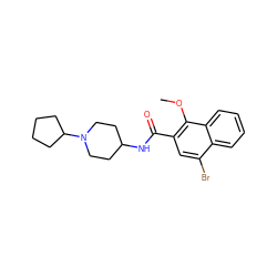 COc1c(C(=O)NC2CCN(C3CCCC3)CC2)cc(Br)c2ccccc12 ZINC000013862857