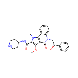 COc1c(C(=O)NC2CCNCC2)n(C)c2c1c(=O)n(CC(=O)c1ccccc1)c1ccccc21 ZINC000084732290