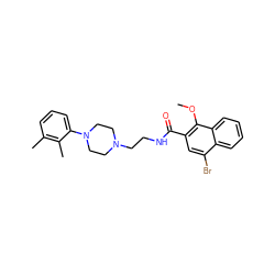 COc1c(C(=O)NCCN2CCN(c3cccc(C)c3C)CC2)cc(Br)c2ccccc12 ZINC000053045094