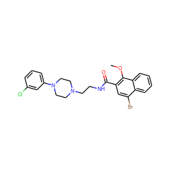 COc1c(C(=O)NCCN2CCN(c3cccc(Cl)c3)CC2)cc(Br)c2ccccc12 ZINC000053276162