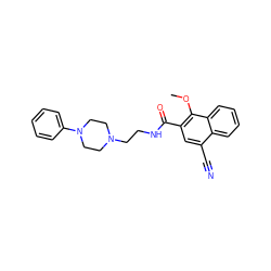 COc1c(C(=O)NCCN2CCN(c3ccccc3)CC2)cc(C#N)c2ccccc12 ZINC000028768008