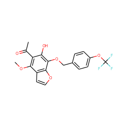 COc1c(C(C)=O)c(O)c(OCc2ccc(OC(F)(F)F)cc2)c2occc12 ZINC000013682385