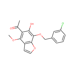 COc1c(C(C)=O)c(O)c(OCc2cccc(Cl)c2)c2occc12 ZINC000013682345