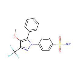 COc1c(C(F)(F)F)nn(-c2ccc(S(N)(=O)=O)cc2)c1-c1ccccc1 ZINC000003814721