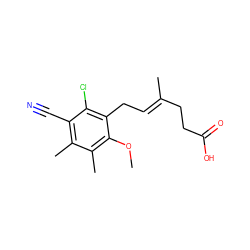 COc1c(C)c(C)c(C#N)c(Cl)c1C/C=C(\C)CCC(=O)O ZINC000013759767