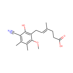 COc1c(C)c(C)c(C#N)c(O)c1C/C=C(\C)CCC(=O)O ZINC000013759745