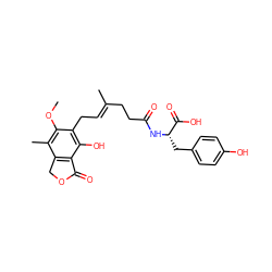 COc1c(C)c2c(c(O)c1C/C=C(\C)CCC(=O)N[C@@H](Cc1ccc(O)cc1)C(=O)O)C(=O)OC2 ZINC000103224783