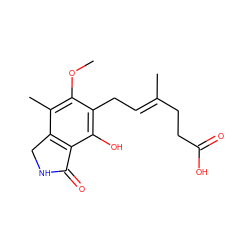 COc1c(C)c2c(c(O)c1C/C=C(\C)CCC(=O)O)C(=O)NC2 ZINC000013759725