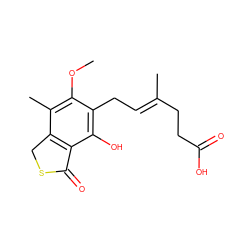 COc1c(C)c2c(c(O)c1C/C=C(\C)CCC(=O)O)C(=O)SC2 ZINC000013759722