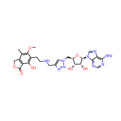 COc1c(C)c2c(c(O)c1CCNCc1cn(C[C@H]3O[C@@H](n4cnc5c(N)ncnc54)[C@H](O)[C@@H]3O)nn1)C(=O)OC2 ZINC000070672920